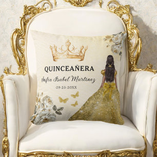 Coussin Floral Gold Princess Quinceanera Anniversaire