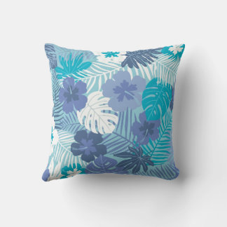 Coussin Floral Hawaïen Blue Tones