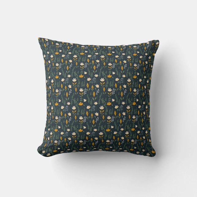 Coussin Floral incomparable en jaune, orange et blanc (Recto)