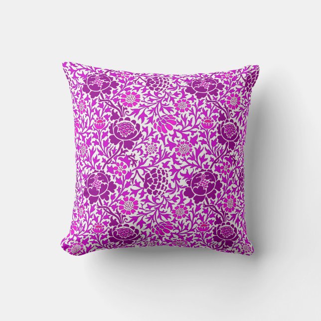 Coussin Floral jacobéen, Améthyste pourpre et Lilac (Recto)