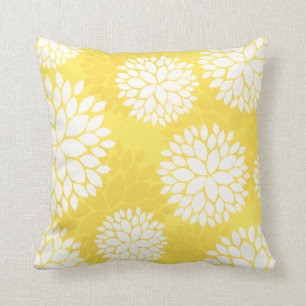Coussin floral jaune citron de motif