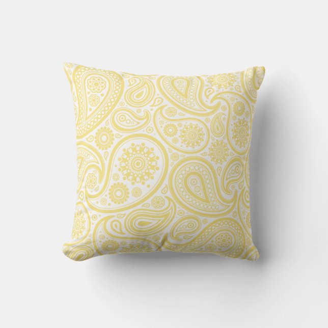 Coussin floral jaune citron de Paisley (Recto)