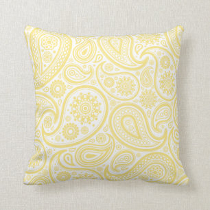 Coussin floral jaune citron de Paisley