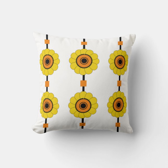 Coussin Floral jaune et orange (Recto)
