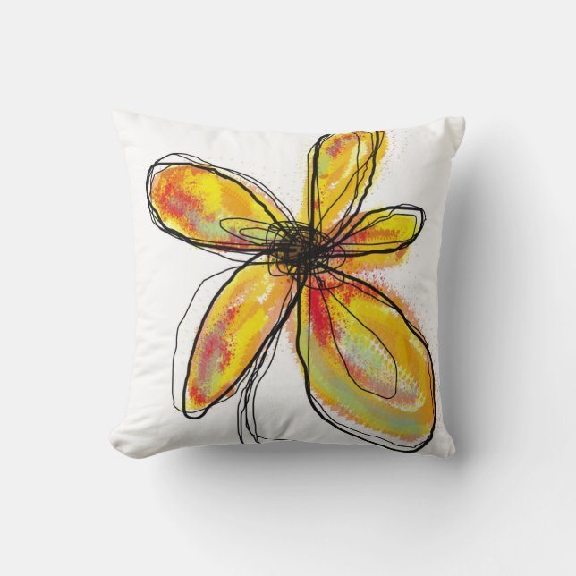 Coussin floral jaune-orange (Recto)