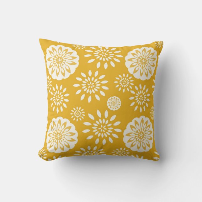 Coussin Floral jaune spécial de fleur de moutarde (Recto)