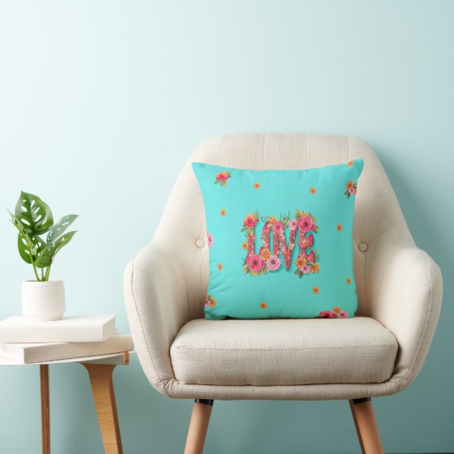 Coussin Floral Love Lettering - Motif sans couture 5 (Chaise)