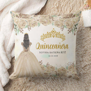 Coussin Floral Lumière Or Princesse Tiara Quinceanera