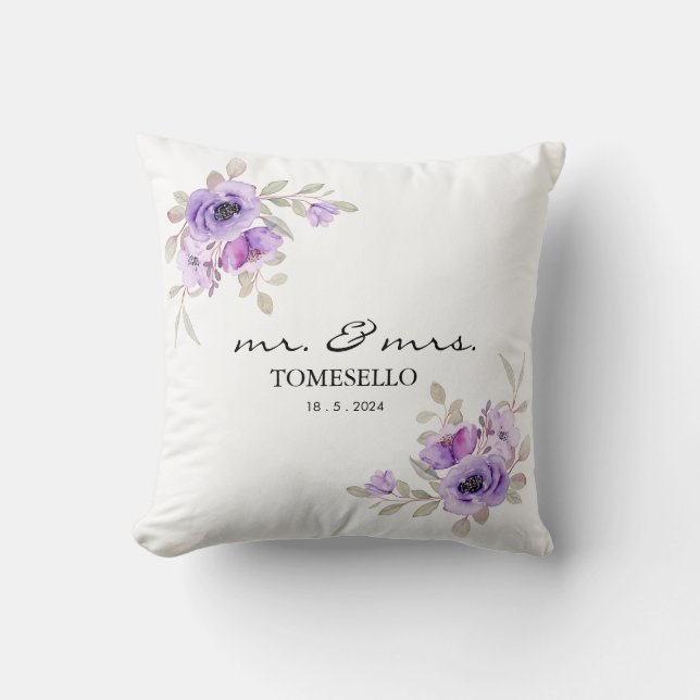 Coussin Floral M. & Mme Newlysée/Anniversaire Keepsaké (Recto)