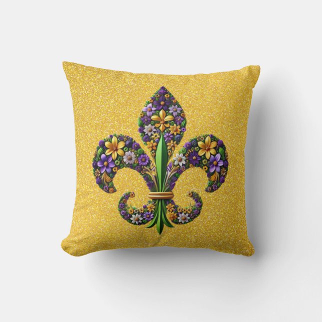 Coussin Floral Mardi Gras fleur de lis (Recto)