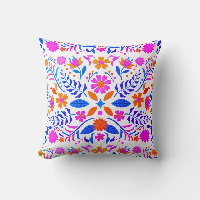 Coussin Floral mexicain coloré (Recto)