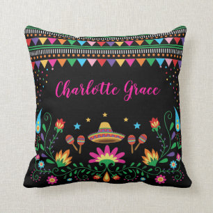 Coussin Floral mexicain de motif de confettis de fiesta