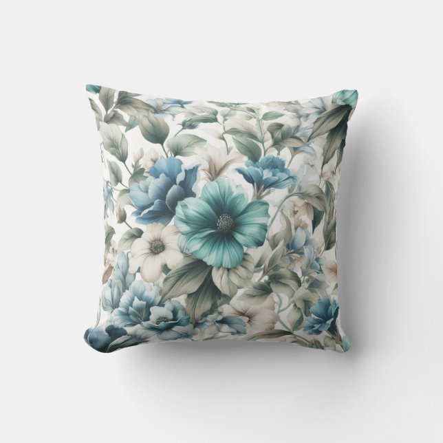 Coussin Floral moderne bleu girly élégant élégant (Recto)