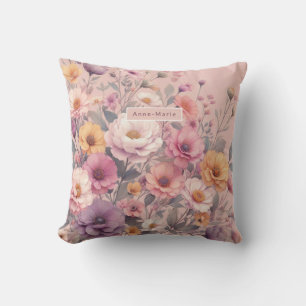 Coussin Floral moderne rose rose girly élégant élégant
