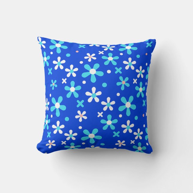Coussin Floral moderne Turquoise bleu (Recto)