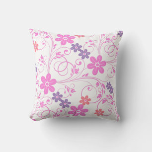 Coussin Floral moderne violet rose