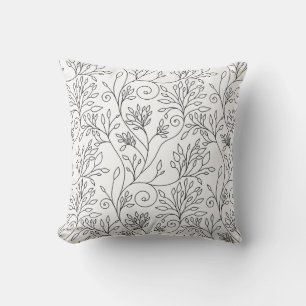 Coussin floral noir et blanc