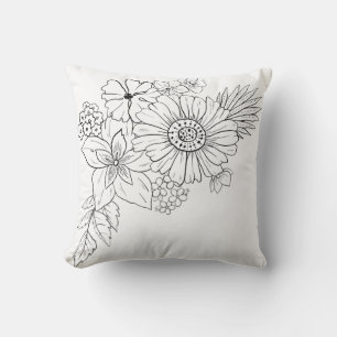Coussin Floral noir et blanc