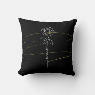 Coussin Floral Noir & Or - Décor élégant