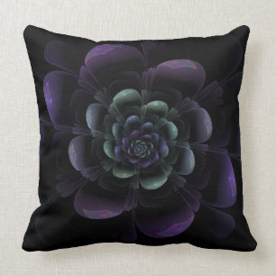 Coussin Floral noir pourpre brillant