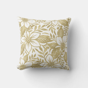 Coussin Floral Or Moderne
