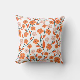 Coussin Floral Orange Pastel Blanc sans couture
