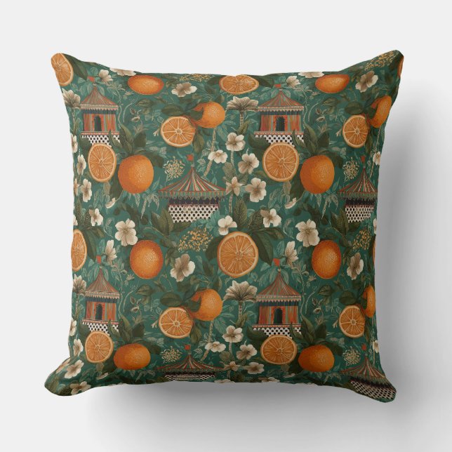 Coussin Floral Oranges Decorative Throw Pillow (Recto)