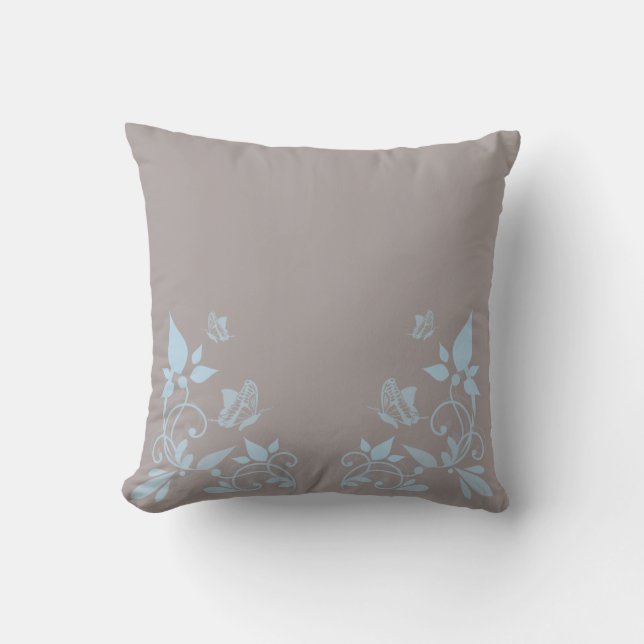 Coussin floral papillon bleu (Recto)