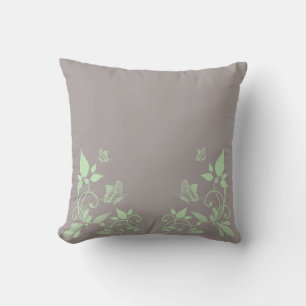 Coussin floral papillon vert