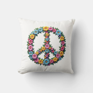 Coussin Floral Peace Sign Pillow
