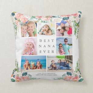 Coussin Floral Photo Collage BEST NANA JAMAIS texte person