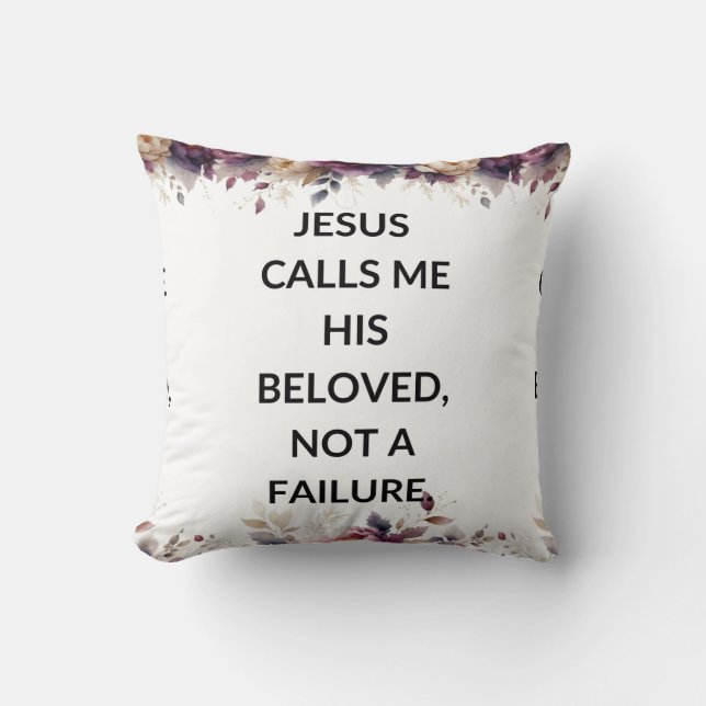 Coussin Floral pillow with a simple religious quote (Recto)