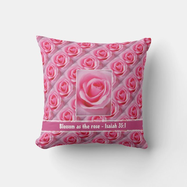 Coussin Floral PINK Rose Inspiration Citation Scripture (Recto)