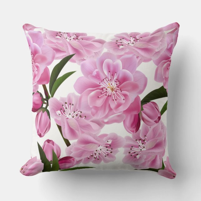 Coussin Floral rose/Coussin floral orange réversible (Recto)