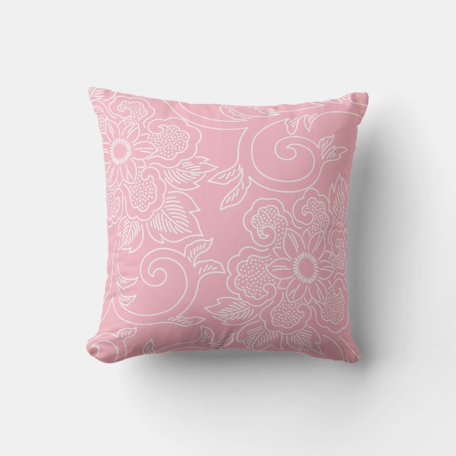 Coussin floral rose de fleurs de cerisier (Recto)