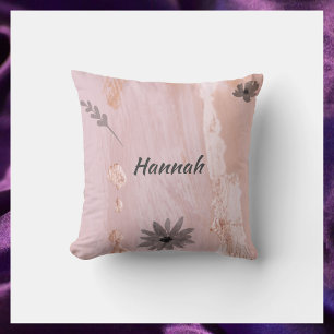 Coussin Floral rose et gris moderne