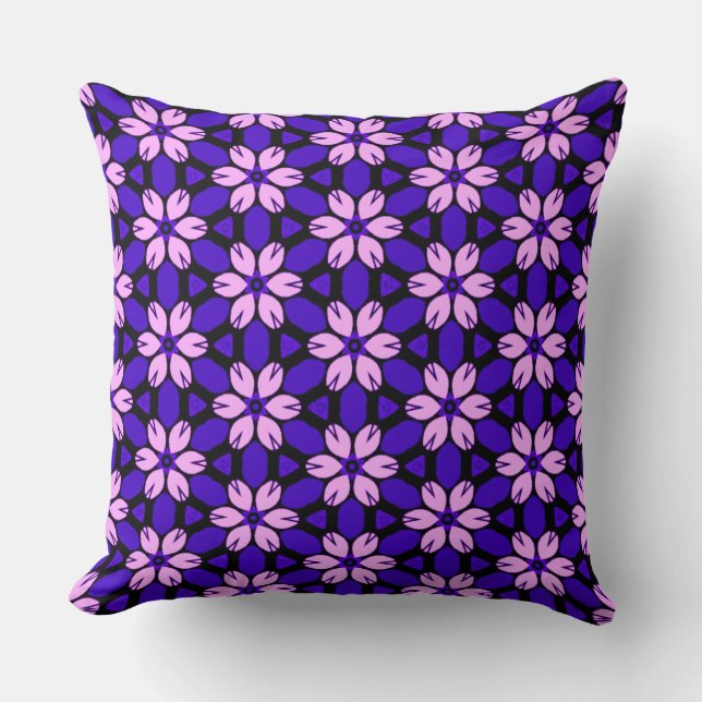 Coussin Floral rose et pourpre (Recto)