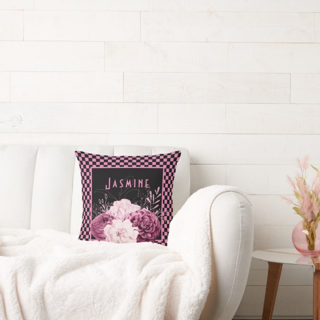 Coussin Floral rose et tableau de bord personnalisé (Canapé)