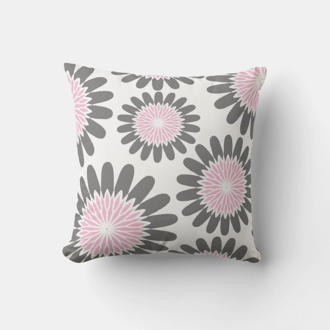 Coussin Floral rose-n-gris (Recto)