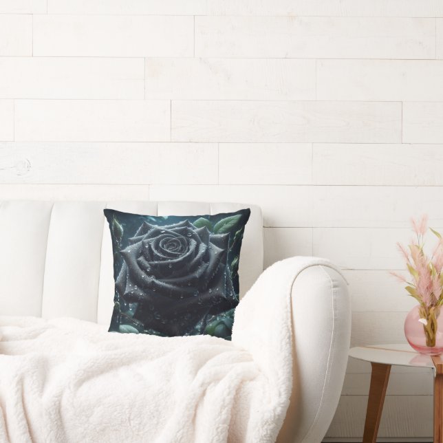 Coussin Floral Rose noir (Canapé)