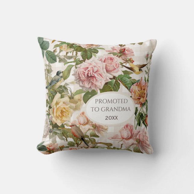 Coussin Floral rose pâle promu à grand-mère Élégant (Recto)