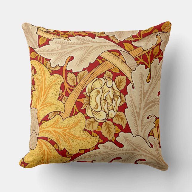 Coussin Floral rouge jaune Vintage (Recto)