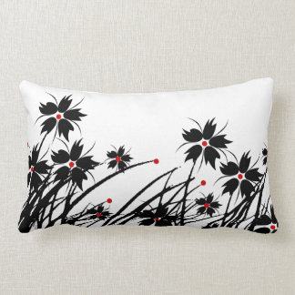 Coussin Floral Rouge Noir Blanc A
