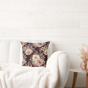 Coussin Floral roux de Bourgogne