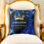 Coussin Floral Royal Blue Gold Princess Quinceanera<br><div class="desc">Ajoutez une touche d'élégance à votre célébration avec l'Oreiller Floral Royal Blue Gold Princess Quinceañera Throw. Doté d'un luxueux arrière - plan bleu royal aux accents floraux dorés époustouflants, ce coussin est parfait pour rehausser votre décor de quinceañera. Le design délicat sur le thème de la princesse saisit la beauté...</div>