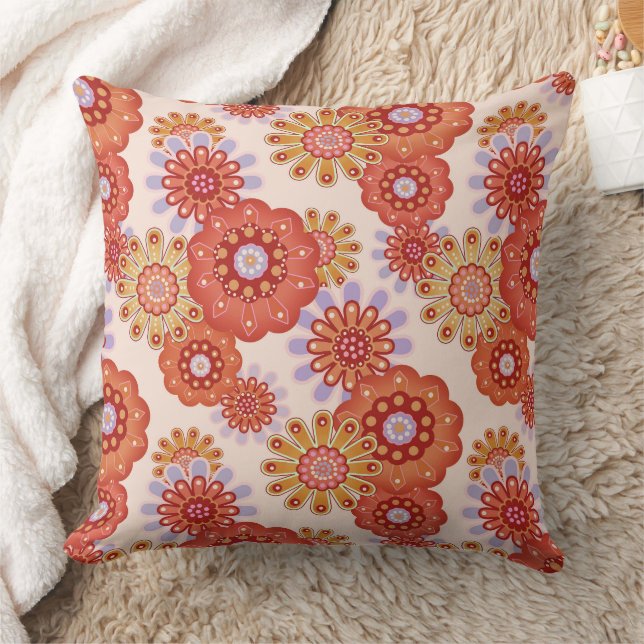 Coussin Floral rustique rétro marron beige (Couverture)