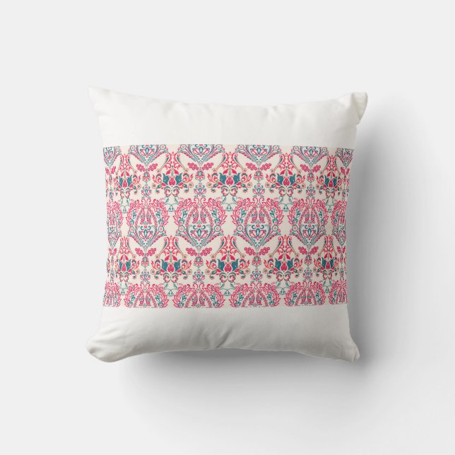 Coussin Floral sans soudure arrière - plan damassé orné. v (Recto)