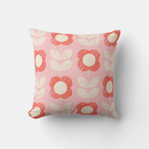 Coussin Floral Stylisé Rétro Scandinave sans joint