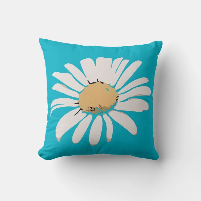 Coussin floral turquoise Daisy (Recto)