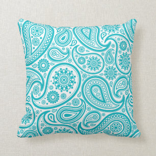 Coussin floral turquoise de motif de Paisley